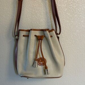 Dooney & Bourke Tan and Brown Leather Shoulder Bucket Bag